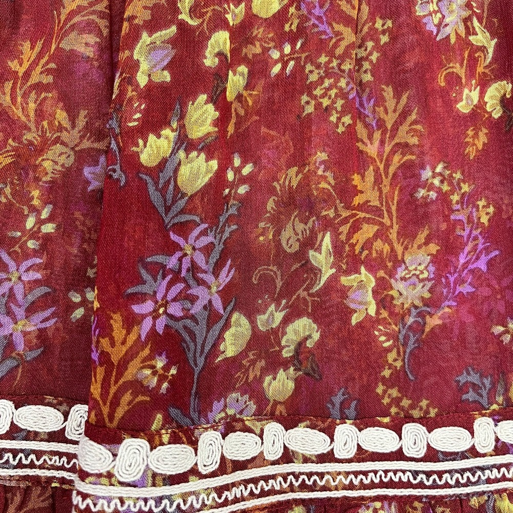 Free People Call On Me Dress Maxi Dress Sz S Embroidered Merlot Festival Boho - Picture 4 of 16